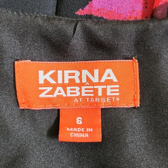 Kirna Zabete At Target Black Floral Maxi Dress Size 6 Side Slit Sheer Bottom - Picture 8 of 12